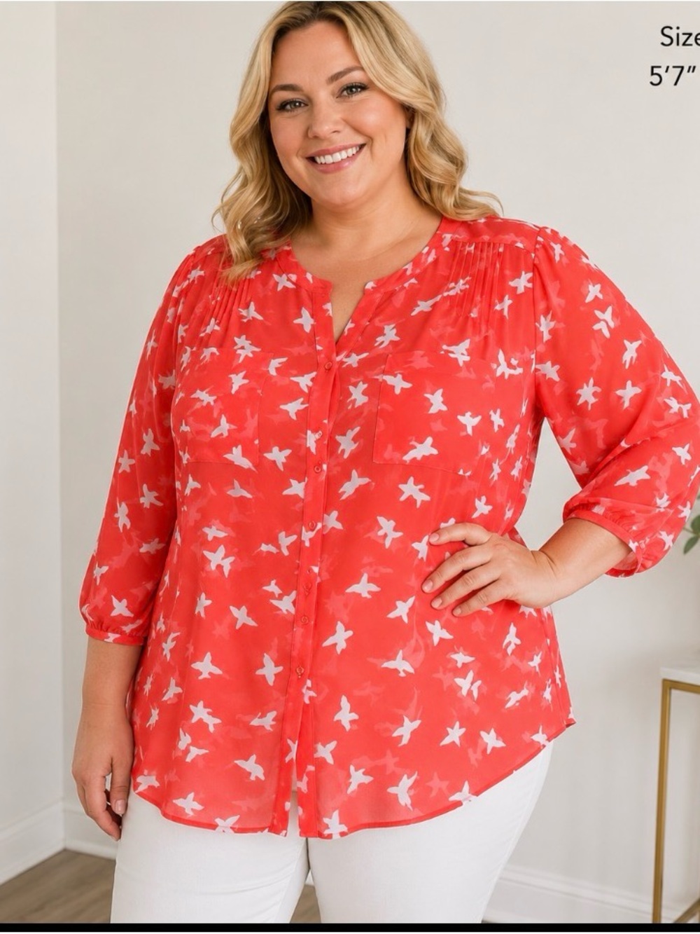 Sejour || Bird Print Blouse Sz 16W PERFECT